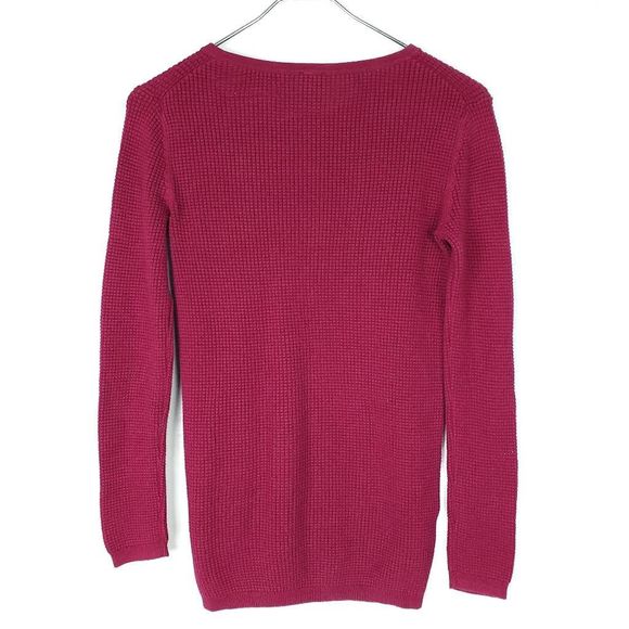 GAP Maternity Magenta 1/2 Button Down Crew Neck Waffle Neck Long Sleeve Top X-Sm - Picture 5 of 5